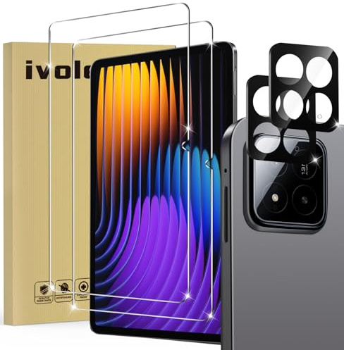 ivoler 2 Piezas Protector de Pantalla para Xiaomi Pad 7 / Pad 7 Pro/Poco Pad X1 11.2 Pulgadas, con 2 Piezas Protector de Lente de Cámara, Cristal Vidrio Templado Premium, Antiarañazos, Sin Burbujas