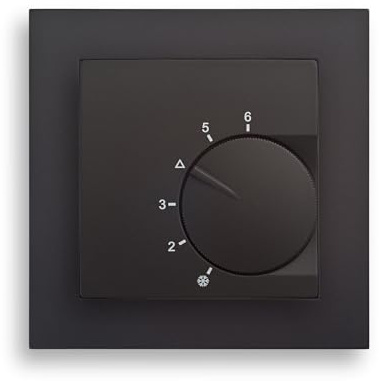 Raumtemperaturregler System Eberle unter Putz anthrazit mit Abdeckrahmen Serie Gira (E2 schwarz matt)