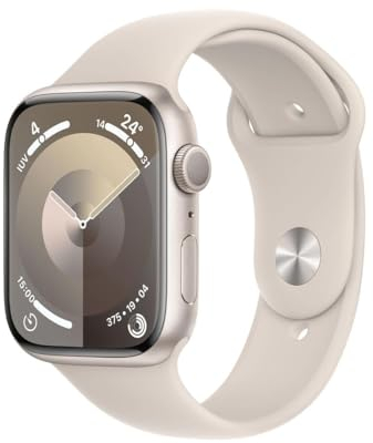 Apple Watch Series 9 (GPS, 45MM) - Coque en Alluminium Lumière Stellaire avec Bracelet de Sport Lumière Stellaire, M/L (Reconditionné)