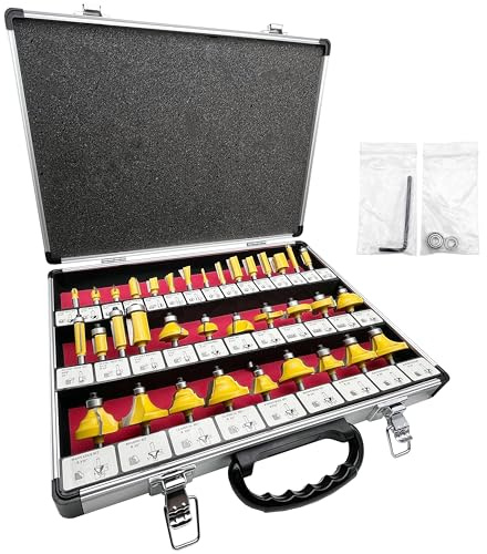 LU&MN Carbide Tipped Router Bit Set ( 35 PCS) with 1/4 Shank Wood Milling Saw Cutter, Multi-Purpose (Woodworking Tools for Home Improvement and DIY)