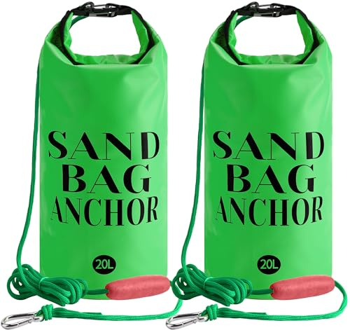 RunNico 2PCS 20L Sand Anchor for Small Boats,2 in 1 PWC Jet Ski Anchor Kit with Adjustable Buoy,500D Waterproof Dry Bag for Jet Ski, Kayak, Boat, Watercraft and Canoe