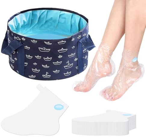 ZBHDEYG 1 Pediluvio Azul Marino, 1 Paquete De Mascarilla para Pies, Pediluvio, SPA para Pies, Pediluvio Plegable, Cubo para Pies