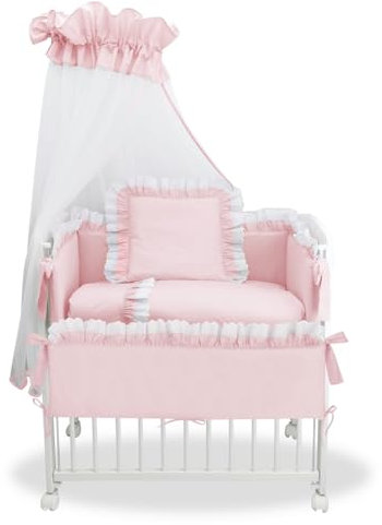 Generisch Babyhafen Beistellbett 3-in-1 – Babybett, Stubenbett & Reisebett | Komplettset mit Matratze & Baldachin | Royal | Höhenverstellbar & Atmungsaktiv (Rosa)