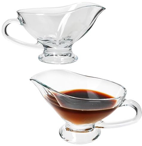 MamboCat 2er Set Sauciere Gourmet aus Glas I 310 ml I transparente Servierkanne I Zeitloses Design I Saucenschüssel I Soßenschale I Kochzubehör