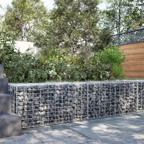 IKAYAA Gabionen Wand mit Deckel Gabionenkörbe Gabionen Steine Gabione Steinkorb Drahtkorb Gabionenkorb Steingabionen Gabionen Hochbeet -200 x 50 x 50 cm