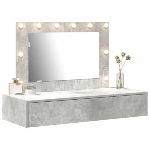 vidaXL Smyckebord med låda Grå 100 x 40 x 70 cm Konstruerat trä, Modern sminkbord, stiligt mittpunkt, praktiskt sovrum, rektangulär byrå med förvaring, elegant design