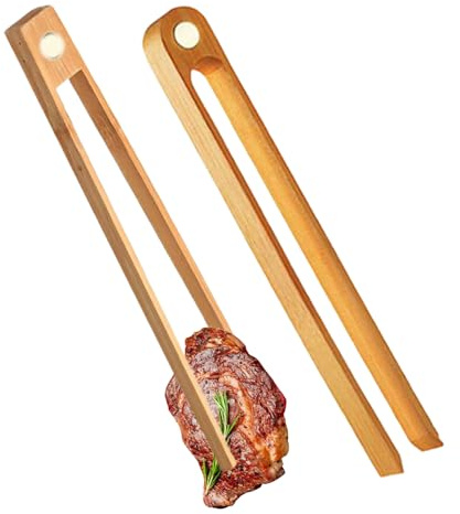 Tenacillas Para Servir Comida - Tenacillas Parrilla Imán Pinzas Pan | Utensilios De Cocina Y Barbacoa De Madera Para Pasta, Ensalada, Carne, Pescado, Pan, Postres, Té, Cocinar,