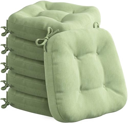 Codi Sitzkissen 40x40 cm 6er Set, 8cm Dicke Stuhlkissen Outdoor, Salbeigrün