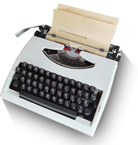 Traditionell bärbar manuell skrivmaskin, klassisk retroskrivmaskin för författare, nostalgisk och tålig skrivmaskin, klassisk ordbehandlare, skrivmaskin i retrostil
