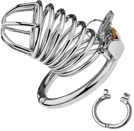 Gabbia di castità giocattoli sessuali invertiti per uomini con anello per il pene apribile e chiudibile gabbia per il pene traspirante design SM Bondage (50 mm)
