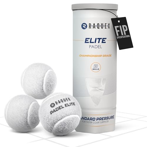 Raquex Elite Balles de Padel Blanches – 3, 6, 9 ou 120 balles – pour Toutes Les Surfaces de Terrain – Approuvé FIP