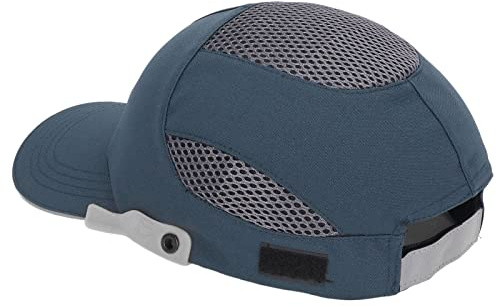 Hyuduo Baseball Cap Skyddshjälm Lätt Huvudskydd med Ventilationsnät och Justerbar Rem för Utomhussport och Industriarbete Svart One Size (Blå med grå kant)