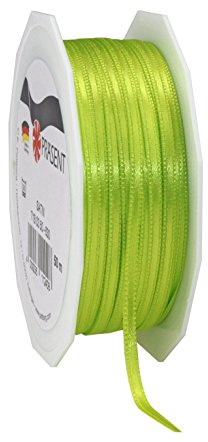 Präsent C.E. Pattberg Satin hellgrün, 50 m Satinband zum Einpacken von Geschenken, 3 mm Breite, Geschenkband zum Dekorieren & Basteln, Dekoband, Anlass