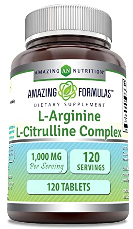 Amazing Formulas L-Arginine/L-Citrulline Complex 1000mg 120 Tablets Supplement| Non-GMO | Gluten Free | Made in USA