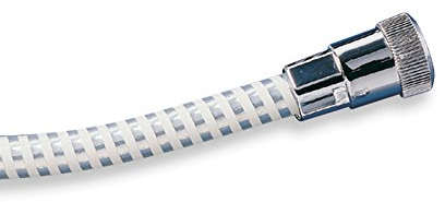 TATAY Tubo doccia ad anello, lunghezza 2 metri, PVC Flexo, filettatura universale G 1/2”, colore bianco-cromo