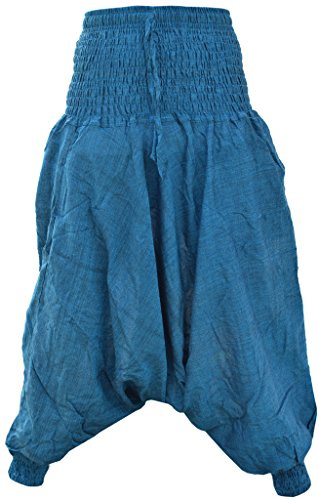 Gheri Women's Plain Multilayered Elastic Waist Light Harem Trousers Petrol