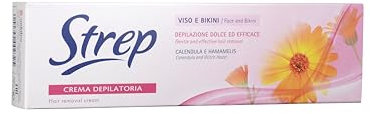 Strep - Crema Depilatoria Viso & Bikini, Azione Extra Delicata, Protettiva E Idratante - 75 Ml - [confezione da 6], 450 mililitro, 6