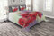 ABAKUHAUS Mohn Tagesdecke Set, Frühlings-Blumen Romantische, Set mit Kissenbezügen Waschbar, für Doppelbetten 220 x 220 cm, Lavendel Rot
