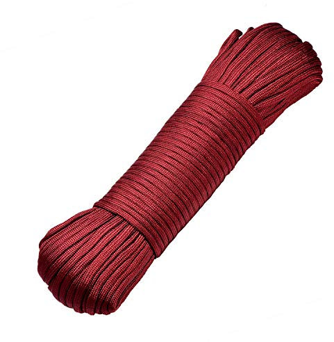DonDon Cuerda de 30 Metros de Nylon Cuerda de Paracord Cuerda de Supervivencia para Actividades al Aire Libre, para Camping y para Manualidades 4 mm – 7 filamentos Burdeos Brillante