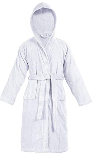 Sapphire Collection Kids Boys Girls 100% Cotton Bathrobe Hooded Terry Towelling Shawl Collar Bath Robe Bath Robe Dressing Gown 7 Colours Age 8-14