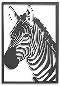 Metall Zebra Indie Aesthetic Deko - 50 cm x 70 cm - Industrial Schwarz Metallbilder Wanddeko Stier Deko für Zimmer Wohnzimmer Büro als Room Decor