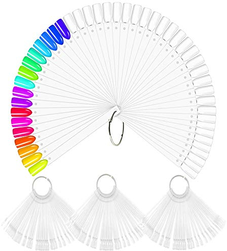 200 Tipps Nagel Sticks,Transparent Nagel Display Sticks, Nagelkunst Praxis Nagel Präsentation,4 Satz von Nail Art Tips Stick Display mit Metall Ringe für Home DIY Nagelsalon Praxis Tools (Klar)