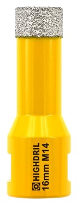 HIGHDRIL Broca de diamante - 16mm con rosca M14 Taladrado en seco para azulejos de porcelana Cerámica Granito Mármol Piedra Mampostería Ladrillo para amoladoras angulares