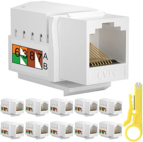 Xiatiaosann Conector Keystone RJ45 Cat6, 10PCS Ethernet Jack de Pared Acoplador en Línea Compatible con Cat5 / 5e / 6 - Acoplador de Red Cat6
