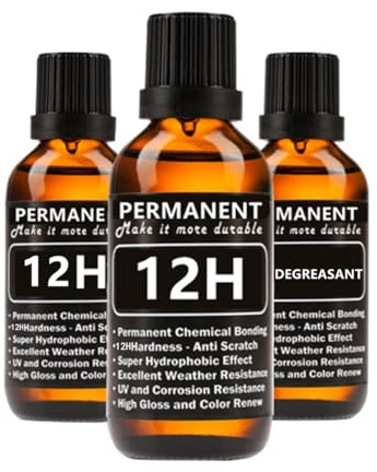 12H Nano Ceramic Coating for Cars Automobile Wax Better than 9H 10H Hardness 30ml 3bottle suit High Gloss Hydrophobicty Anti Scratch Car Paint Protection Kit Last for 3 Years Protection UV