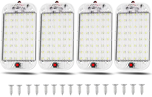 Thlevel Auto Innen Beleuchtung LED KFZ Innenraumbeleuchtung 12V-85V Weiß Lampe mit Schalter für Wohnmobile LKW Van Universal 4 Stücke