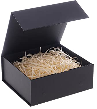 Geschenkboxen mit Band und Deckel,20x18x8cm,Schwarze Geschenkbox,Weihnachten faltende magnetische Verschluss Geschenkbox für alle Gelegenheiten
