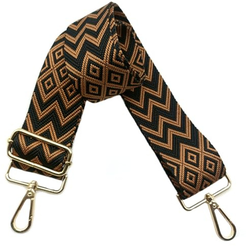 Correa para Bolsos de Mujer Bandolera - 5cm Correas para Bolsos Ajustables, Correa de Hombro Intercambiable con Hebillas Oro para Bolsa de Hombro DIY Accesorios(Negro/Marrón), 11