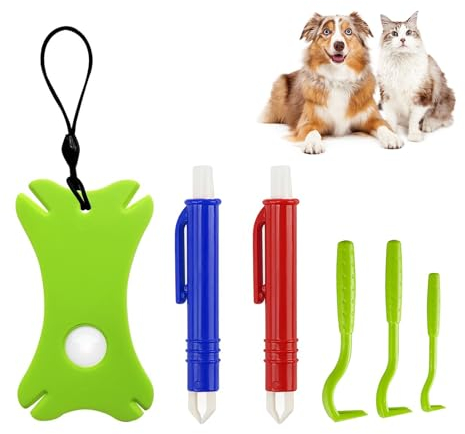 Zeckenentferner Set Für Hunde Katze, Zeckenzange 6 In 1 Set, Einfacher und Sicherer Zeckenentferner für Haustier und Menschen