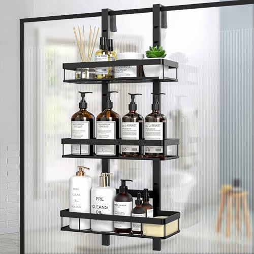 Diwoker Etagere Douche à Suspendre - Etagere Douche sans Percage, Rangement et Organisation de la Salle de Bain, Porte Shampoing Douche Noir
