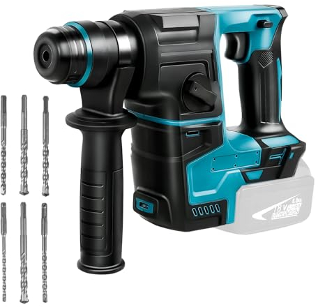 Akku Bohrhammer für Makita Akku 18V, 600W Bürstenloser Schlagbohrmaschine, 1350RPM Hammer Bohr mit 6-tlg, 3-in-1 Schwerlast Elektrischer Schlaghammer (ohne Akkus und Ladegerät)