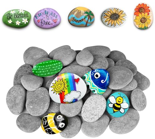 Manqyi 20 Pezzi Pietre Piatte per Pittura, Rocce Naturali di Disegno, Sassi da Dipingere, Le Rocce Ciottoli, Dipingere i Ciottoli, Sassi da Dipingere, per Pittura Fai da Te, per Acquario e Giardino