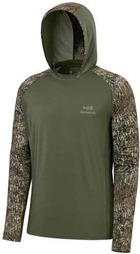 Bassdash Men’s UPF 50 Performance Fishing Shirt Cooling Hoodie Camo Long Sleeve