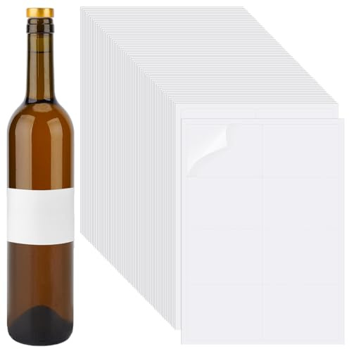 PH PandaHall 400pz Etichette Adesive per Bottiglie di Vino Bianco Etichetta Vino Vuote, 10.5x5.8cm Etichetta Adesive Rettangolari per Bottiglie di Marmellata Lavori Manuali Confezioni Regalo