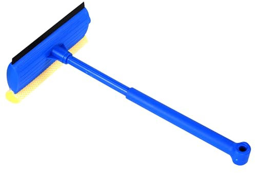 Goodyear Escobilla de goma flexible 2 en 1 para ventana, esponja de red, multiusos y fácil de usar, antiarañazos, ideal para limpiar ventanas y parabrisas, diseño compacto, fácil almacenamiento