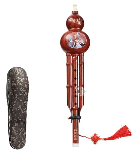 Hulusi - Flauta de cucurbitácea para principiantes, instrumento de viento tallado a mano, grabación de rendimiento en escenario, instrumento étnico Cflat B-key para niños, jugadores profesionales,