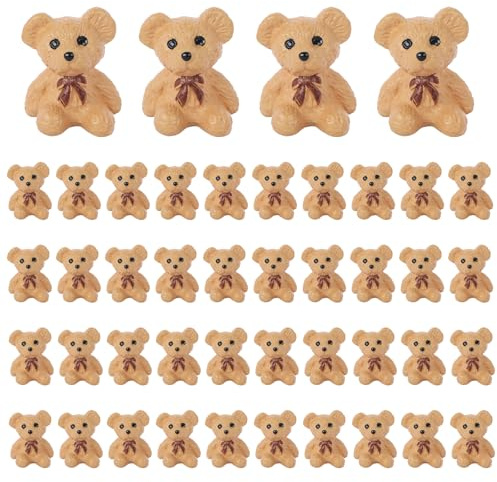 BENOSPACE Lot de 20 mini figurines d'ours en résine - Statue d'animaux en pot - Décoration de gâteau - Ours - Accessoires de jardin - Troupeau de bovins à dos plat - Mousse d'extérieur - Micro paysage