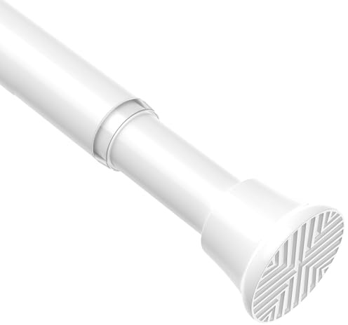 AIZESI Tringle Rideau Sans Percage Extensible 60-120 cm Blanc I Barre Rideau Sans Perçage Ajustable Diamètre 18 mm, Installation Facile Tringle Rideau Extensible pour Porte Fenêtre Salle de Bain