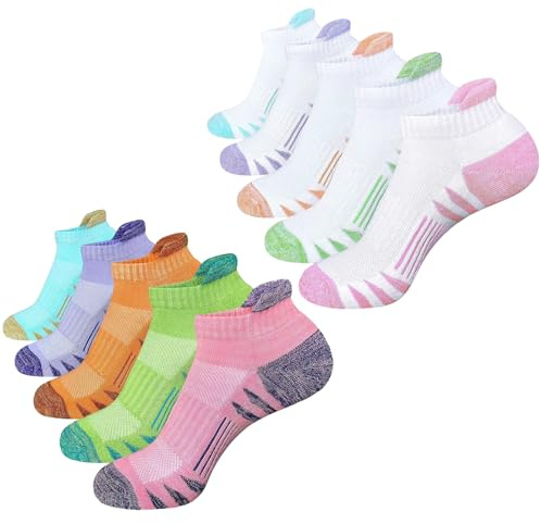 JSTHHTT 10 Paia Calzini Donna Cotone Corti Calze Running Spostivi Anti-Vesciche per Corsa, Calzini Corti Donna (IT, Testo, Taglia unica, Regular, Regular, 10, Set Bianco, Set Multicolore)