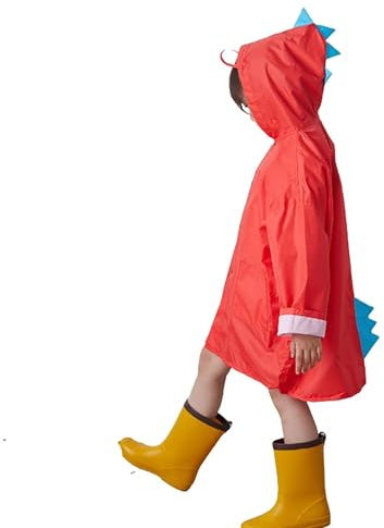 Poncho da pioggia per bambini, per bicicletta, primavera, estate, per ragazzi e ragazze, tinta unita, con bottoni, poncho spesso, impermeabile, guanti invernali per neonati, rosso, 6-7 Anni