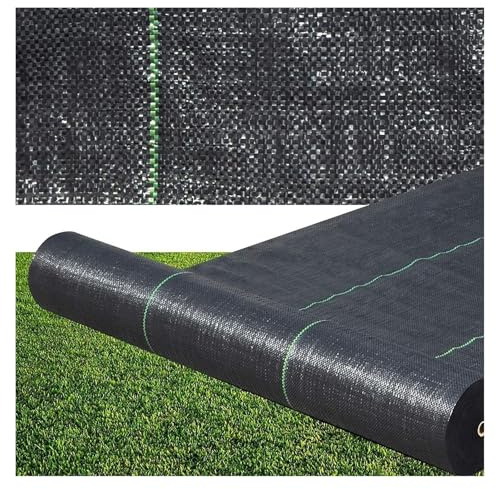 Kraftigt ogräsbarriärtyg – UV-stabiliserat 90 gsm landskap marktäckningsmembran för effektiv ogräsbekämpning svart 0,4 m x 80 m (1,3 fot x 262 fot)