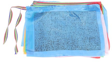ARTIBETTER Lot de 20 Drapeaux de Prière en Tissu de Soie, Multicolores, 7 Mètres de Long X 28 X 35 Cm, Décoratifs pour Jardin, Maison et Lieux de Culte, Drapeaux Prière Bouddhistes