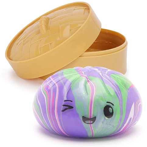 Toyland® Giocattolo sensoriale antistress a forma di raviolo bao con design effetto marmo e scatola di plastica per la cottura a vapore - Giocattolo antistress per bambini - Età 3+