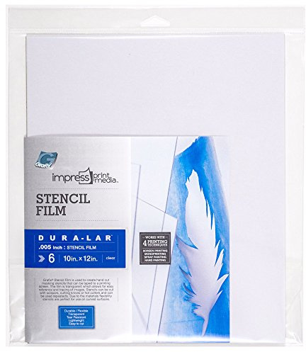 Grafix Impress Print Media Clear Stencil Film - Transparent, .005” Dura-Lar Film Perfect for Creating Custom Stencils for Printmaking, 10 x 12, Clear, 6 Pack