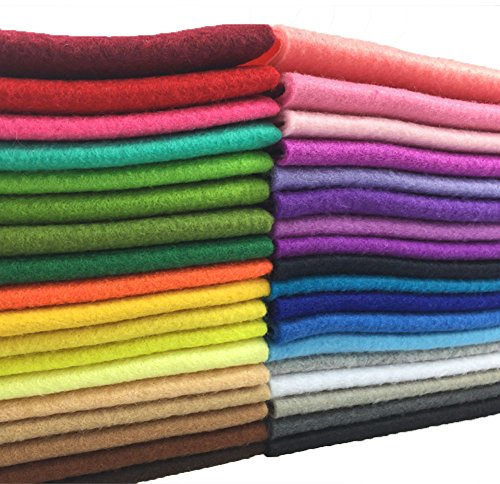 flic-flac 36pcs 1.4mm Soft Felt Fabric Sheet Assorted Color Felt Pack DIY Craft Sewing Squares Nonwoven Patchwork (30 x 30 cm)