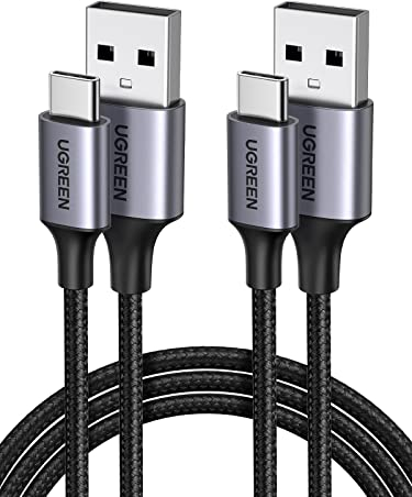 UGREEN USB C Kabel 2 Stück USB auf USB C Kabel Nylon Geflochten USB C Ladekabel kompatibel mit S24 Ultra S24+ S24 S23 S22 S10 A73 A72 A53 P60 Lite iPhone 15 Pro 15 Pro Max(2M)